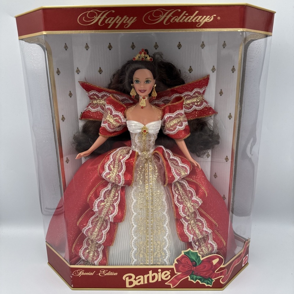 Barbie Happy Holidays Doll 1997 Red Gold 10th Anniversary Special Edition 17832
